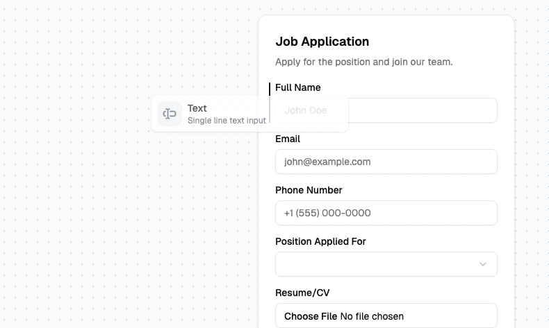 Start adding components to your form